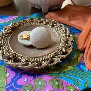 Sandstone Round Clip On Earrings